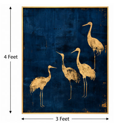 Azure Crane Symphony – Designer Canvas Felt Acoustic Wall Panel (4 X 3)
