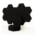 MMT Acoustix® HexaFelt Bevelled Acoustic Panels, Luxury Sound Absorbing Felt Wall Panels for Home, Office & Studios | VOC Free, 30×30 cm, NRC 0.90 | Pack of 8 | Piano Black Colour