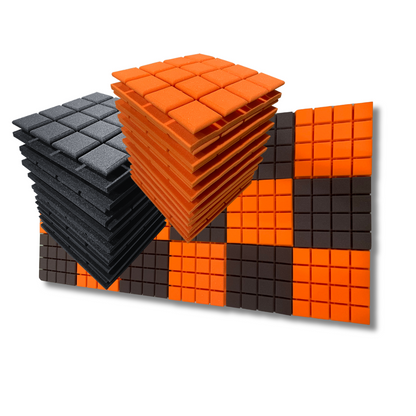 Turbo Acoustic Foam 1x1 ft, Charcoal + MMT Orange