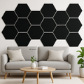 MMT Acoustix® HexaFelt Bevelled Acoustic Panels, Luxury Sound Absorbing Felt Wall Panels for Home, Office & Studios | VOC Free, 30×30 cm, NRC 0.90 | Pack of 8 | Piano Black Colour