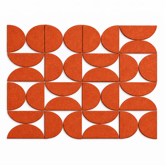 Semi-Circle Felt Acoustic Panels 48”x48” | Rust | 32 Pcs