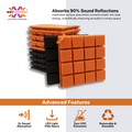 Turbo Acoustic Foam Panel 2" | 1 x 1 Feet | Pro Charcoal & MMT Orange