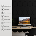 MMT Acoustix® HexaFelt Bevelled Acoustic Panels, Luxury Sound Absorbing Felt Wall Panels for Home, Office & Studios | VOC Free, 30×30 cm, NRC 0.90 | Pack of 8 | Piano Black Colour