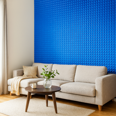 Pyramid Acoustic Foam Panel 1" | 1 X 1 feet | European Blue