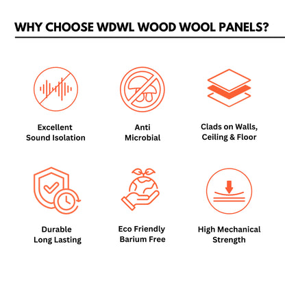 Wood Wool Acoustic Panels - 4x2 Ft, 20mm