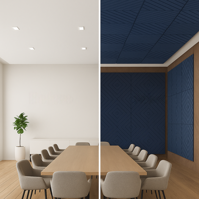 MMT Acoustix® Mirage Felt Acoustic Panels | Luxury Wall Acoustics with Premium Touch & Smooth CNC Grooves | 4x2 ft, 9mm Thick, NRC 0.50 | Soundproofing & Echo Control for Office, Living Room & Studio | Prisma, Night Blue