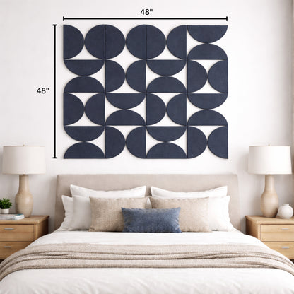 Semi-Circle Felt Acoustic Panels 48”x48” | Ash | 32 Pcs