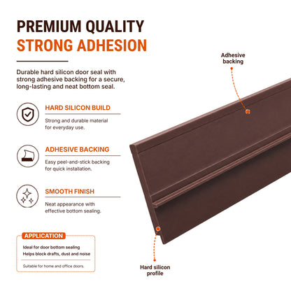 Door Bottom Seal | Hard Silicone, Self Adhesive | 39 x 1.5 Inches
