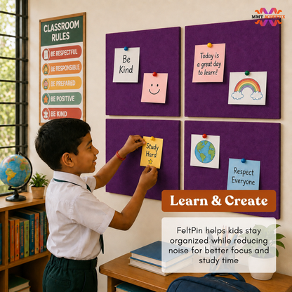 FeltPin Acoustic Bulletin Board 1 x 1 Feet | Berry