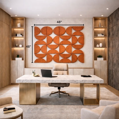 Semi-Circle Felt Acoustic Panels 48”x48” | Rust | 32 Pcs