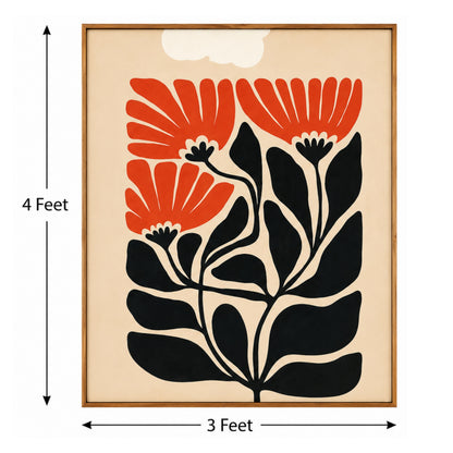 Scarlet Bloom – Printed Canvas Felt Acoustic Panel (4 X 3)