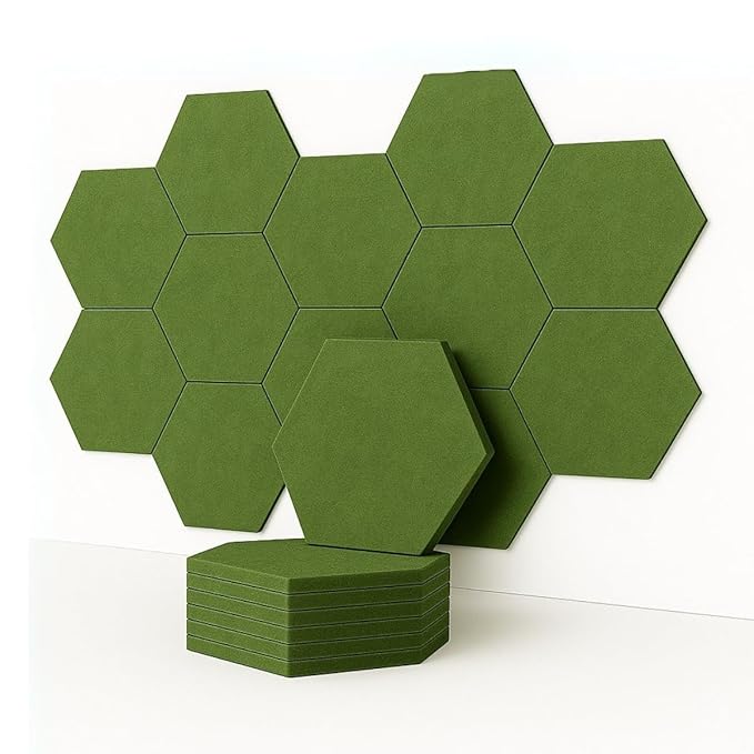 HexaFelt Acoustic Panel | 30x30cm | Olive | 9 pcs