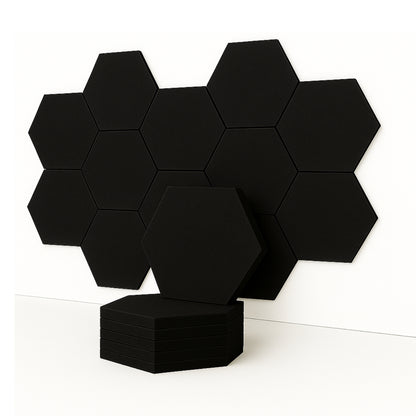 HexaFelt Bevelled Acoustic Panels | Piano Black | 7 Pcs