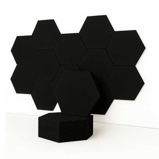 HexaFelt Bevelled Acoustic Panels | Piano Black | 7 Pcs