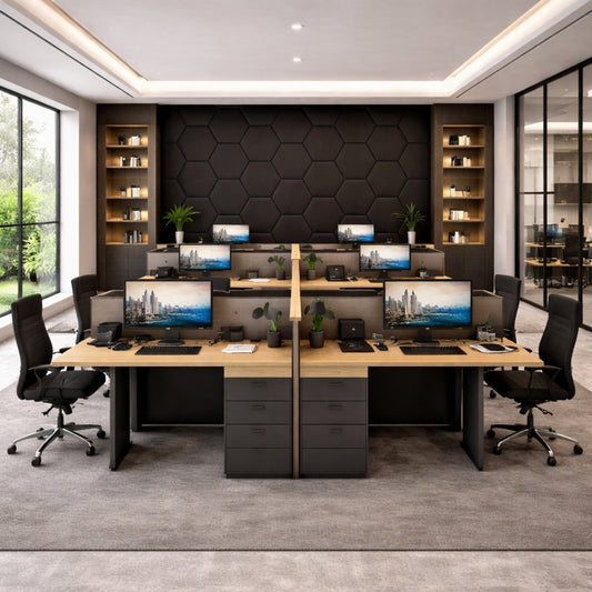 HexaFelt Bevelled Acoustic Panels | Piano Black | 7 Pcs