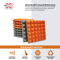 Pyramid Acoustic Foam Panel 2" | 1 X 1 Feet | Stone White & MMT Orange