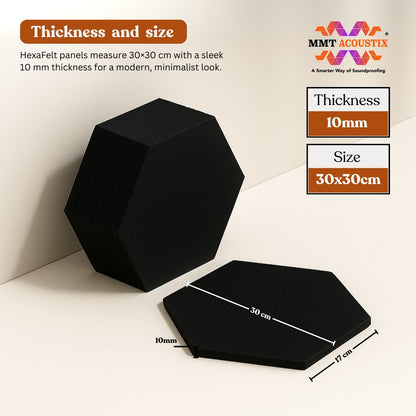 HexaFelt Bevelled Acoustic Panels | Piano Black | 7 Pcs