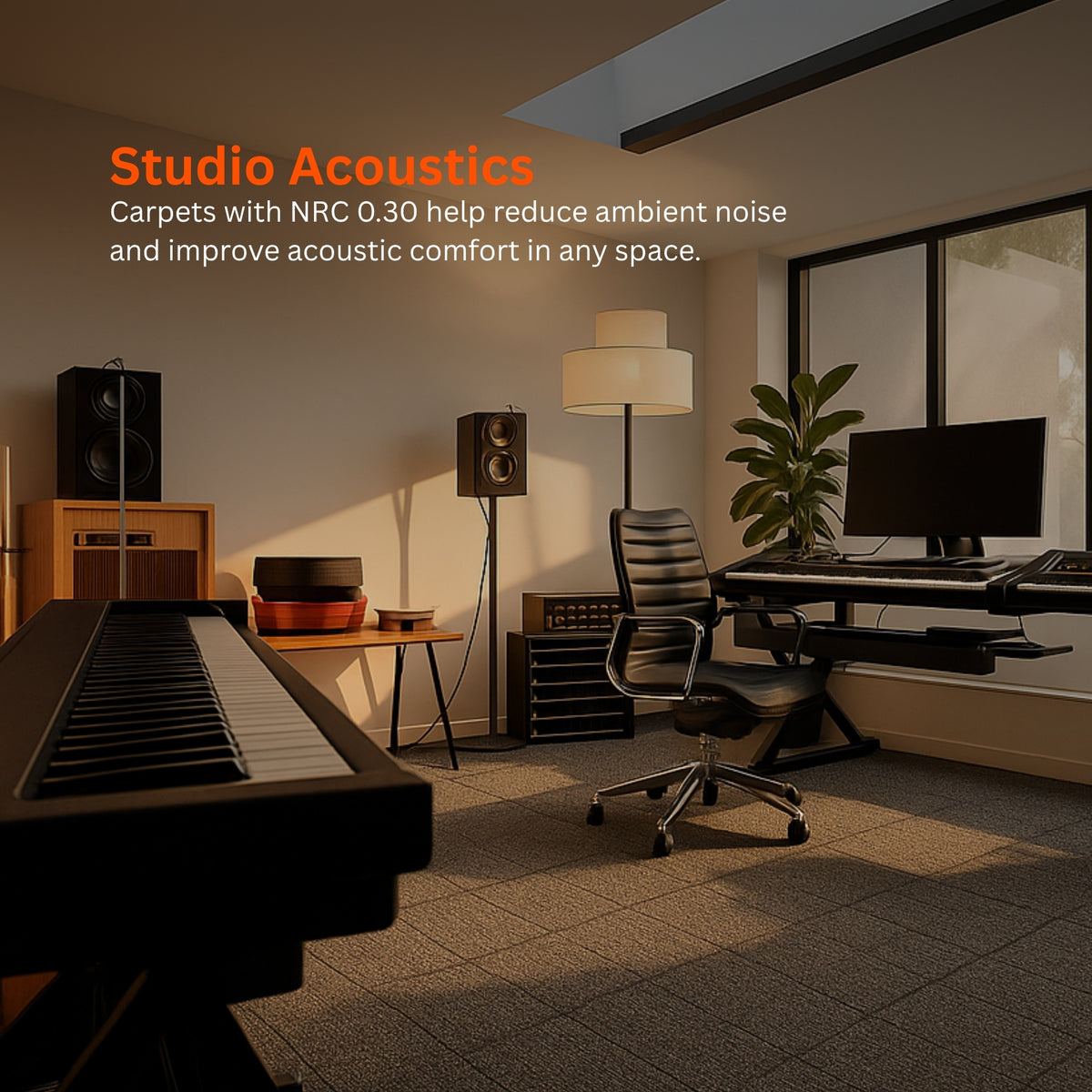 Acoustic Carpet Tiles | 50x50 cm | Grey Smoke | 64 Sq Ft