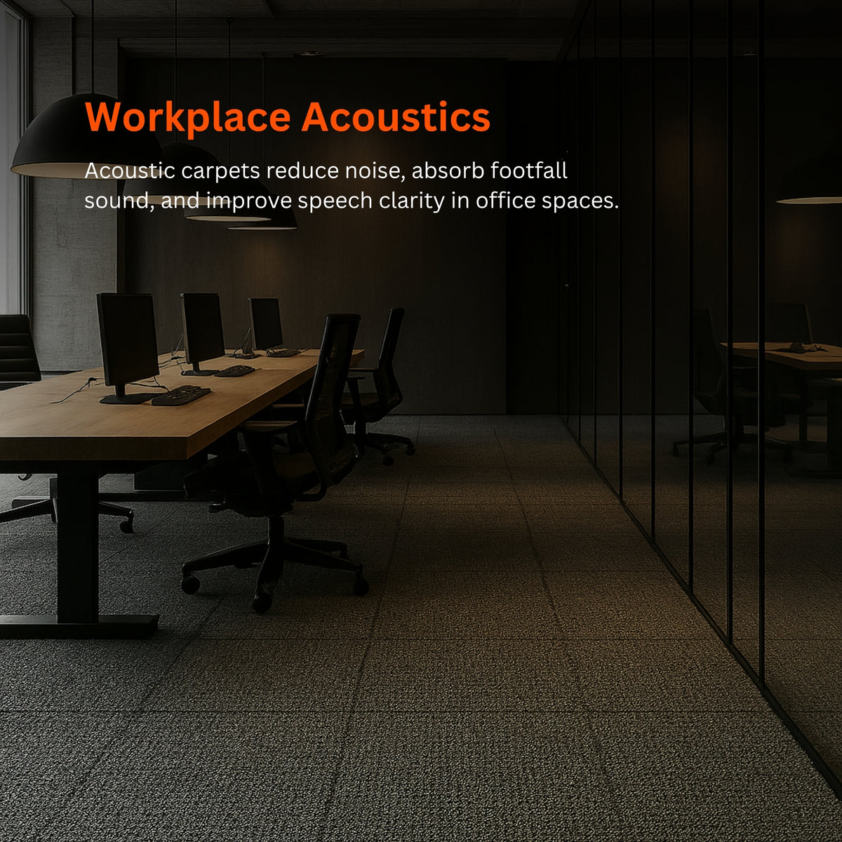 Acoustic Carpet Tiles | 50x50 cm | Grey Smoke | 64 Sq Ft