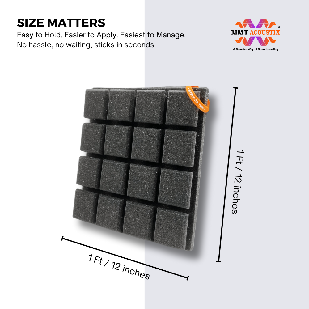 Turbo Acoustic Foam 1x1 ft, Charcoal + Flame Red