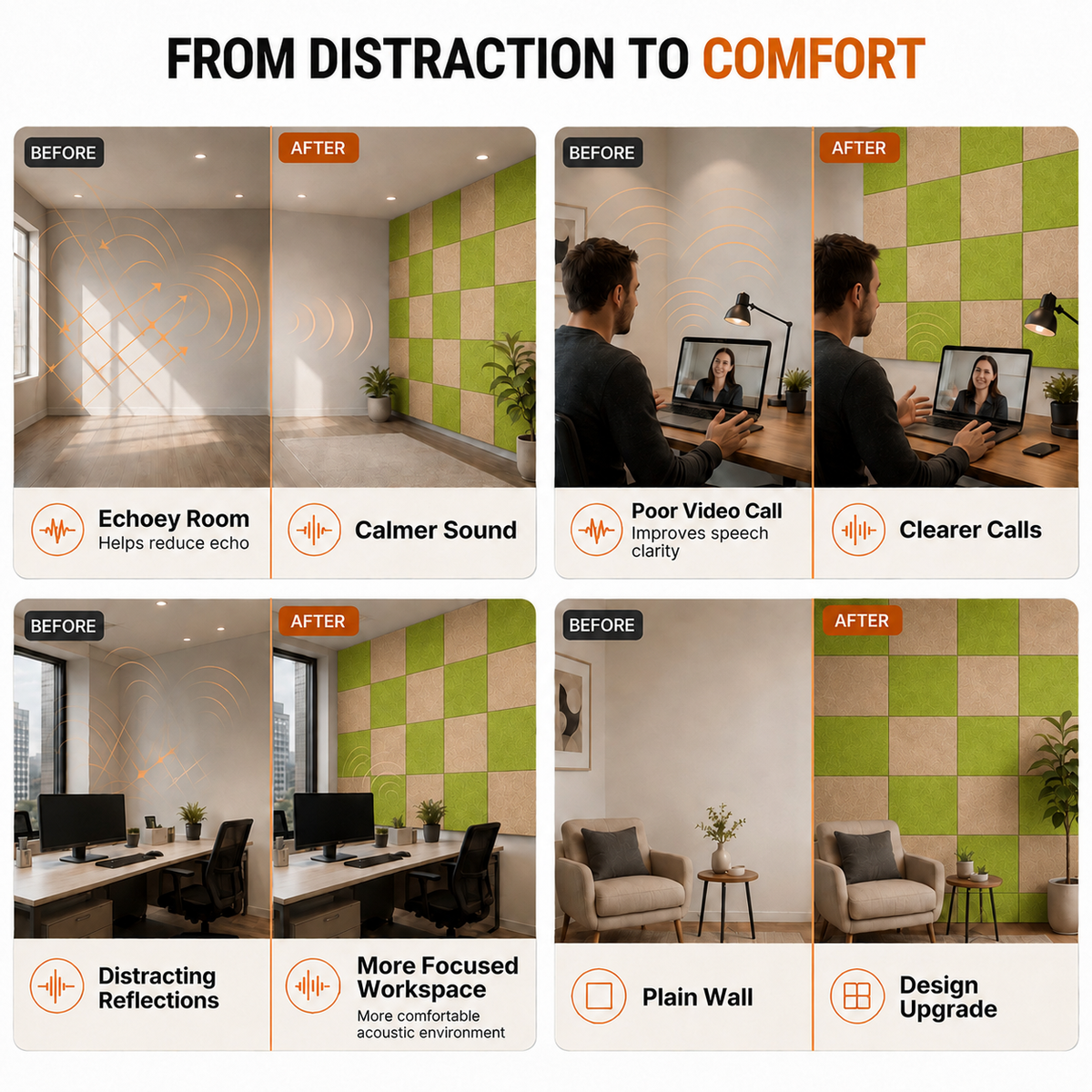Felt PET Acoustic Panel | Office & Home Acoustics | Claymint