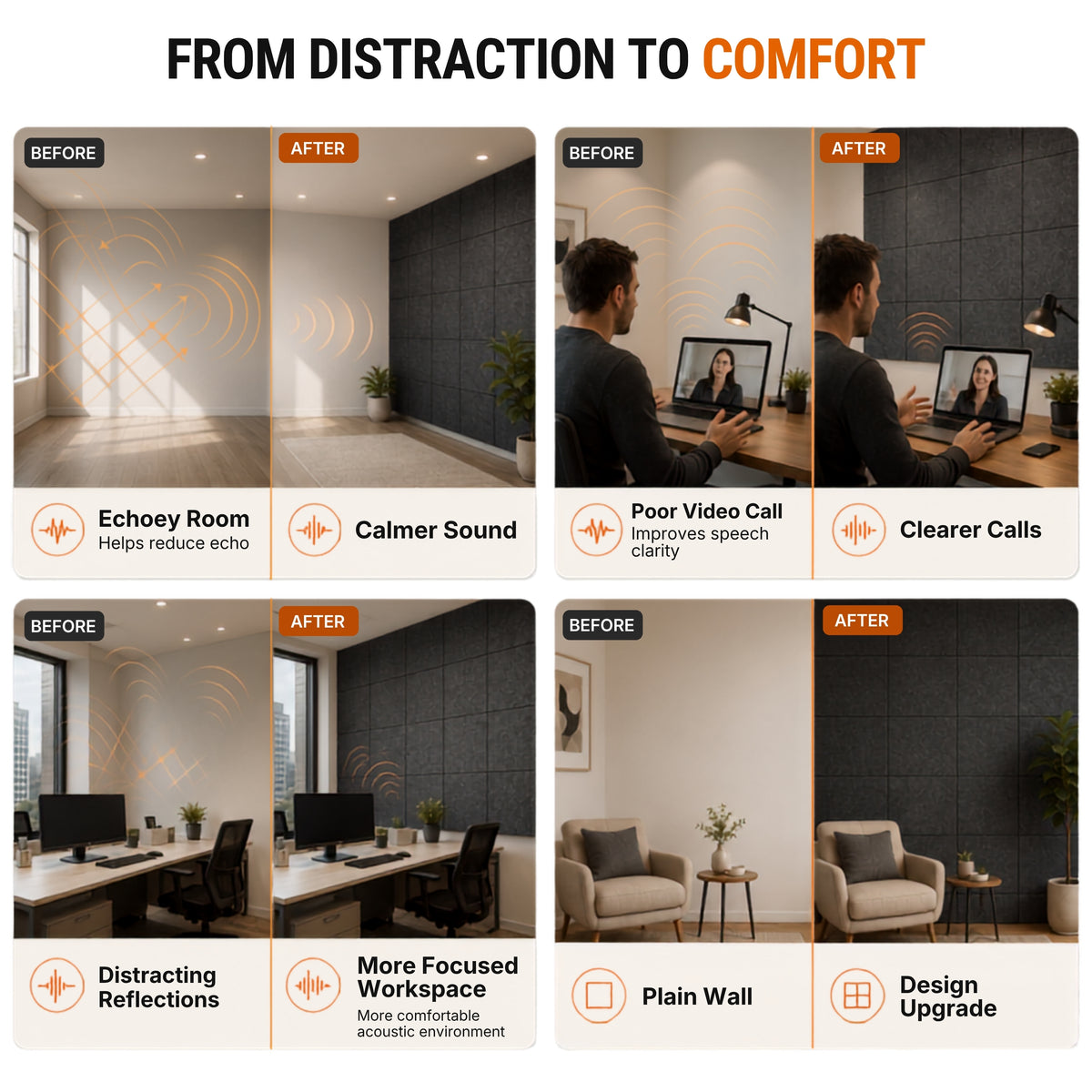 Felt PET Acoustic Panel | Office & Home Acoustics | Ash
