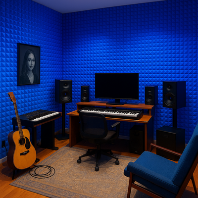 Pyramid Acoustic Foam Panel 1" | 1 X 1 feet | European Blue
