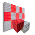 Pyramid Acoustic Foam Panel 2" | 1 X 1 Feet | Stone White & Flame Red