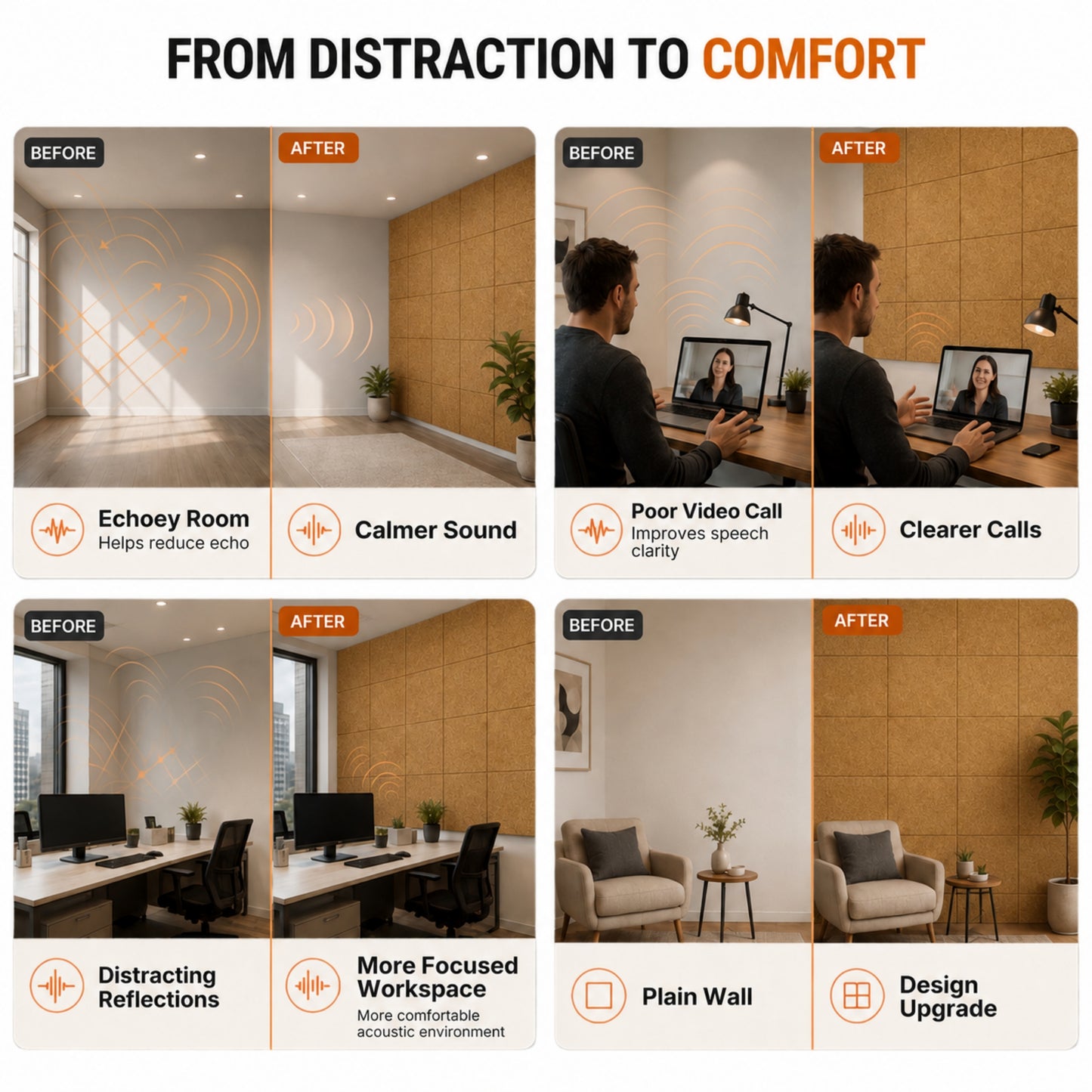 Felt PET Acoustic Panel | Office & Home Acoustics  | Camel