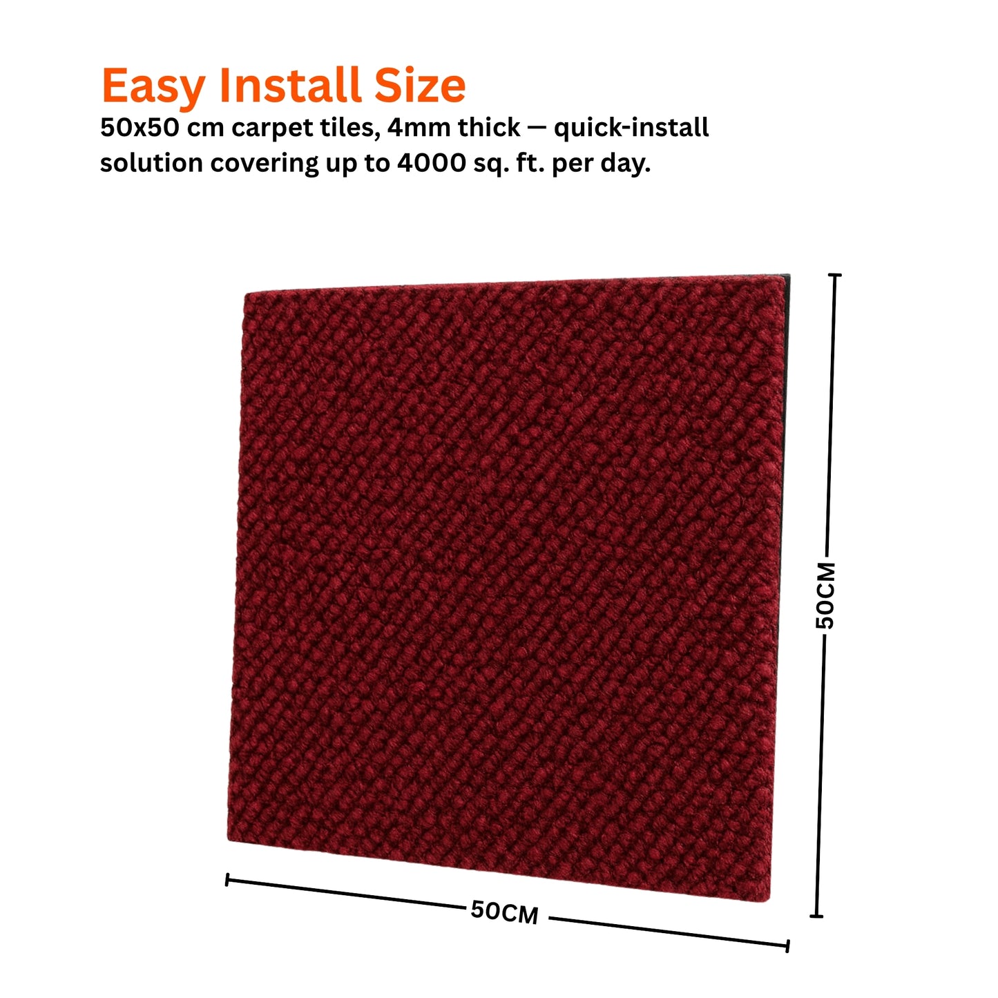 Acoustic Carpet Tiles | 50x50 cm | Red | 64 Sq Ft