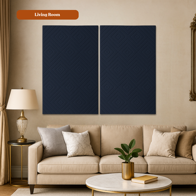 MMT Acoustix® Mirage Felt Acoustic Panels | Luxury Wall Acoustics with Premium Touch & Smooth CNC Grooves | 4x2 ft, 9mm Thick, NRC 0.50 | Soundproofing & Echo Control for Office, Living Room & Studio | Prisma, Night Blue