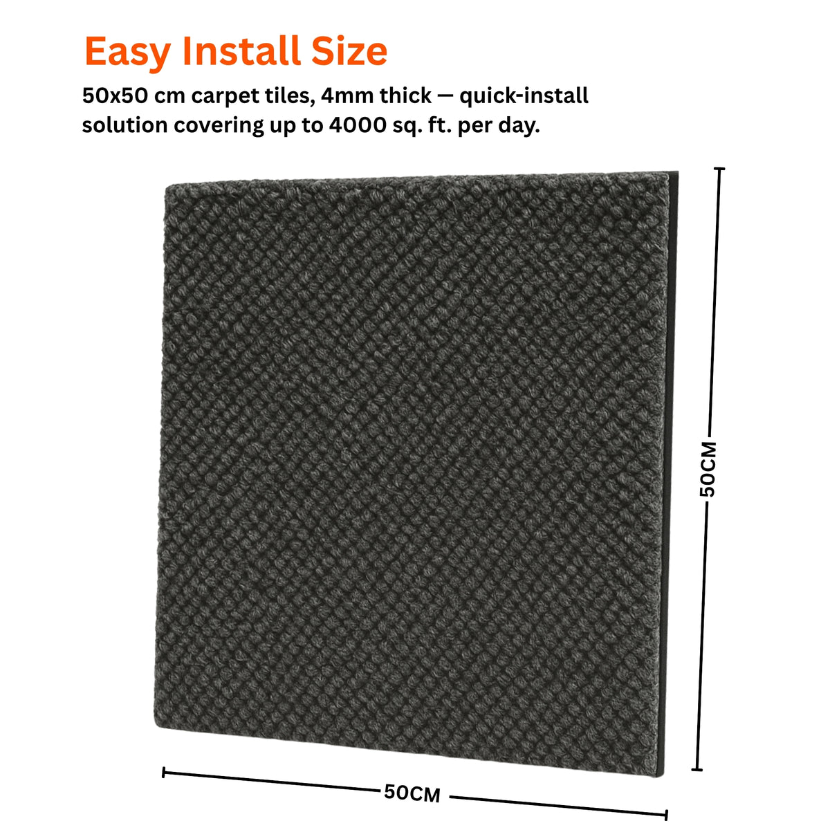 Acoustic Carpet Tiles | 50x50 cm | Grey Smoke | 64 Sq Ft