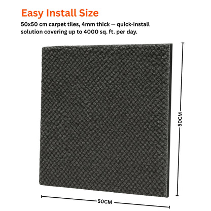 Acoustic Carpet Tiles | 50x50 cm | Grey Smoke | 64 Sq Ft