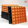 Pyramid Acoustic Foam Panel 2" | 1 x 1 Feet | Pro Charcoal & MMT Orange