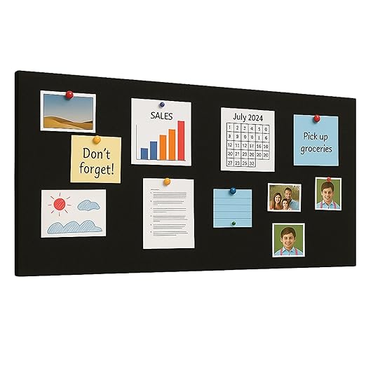 FeltPin Bulletin Board 120x60cm | Piano Black | 1 Pc