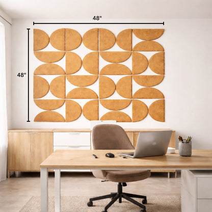 Semi-Circle Felt Acoustic Panels 48”x48” | Camel  | 32 Pcs