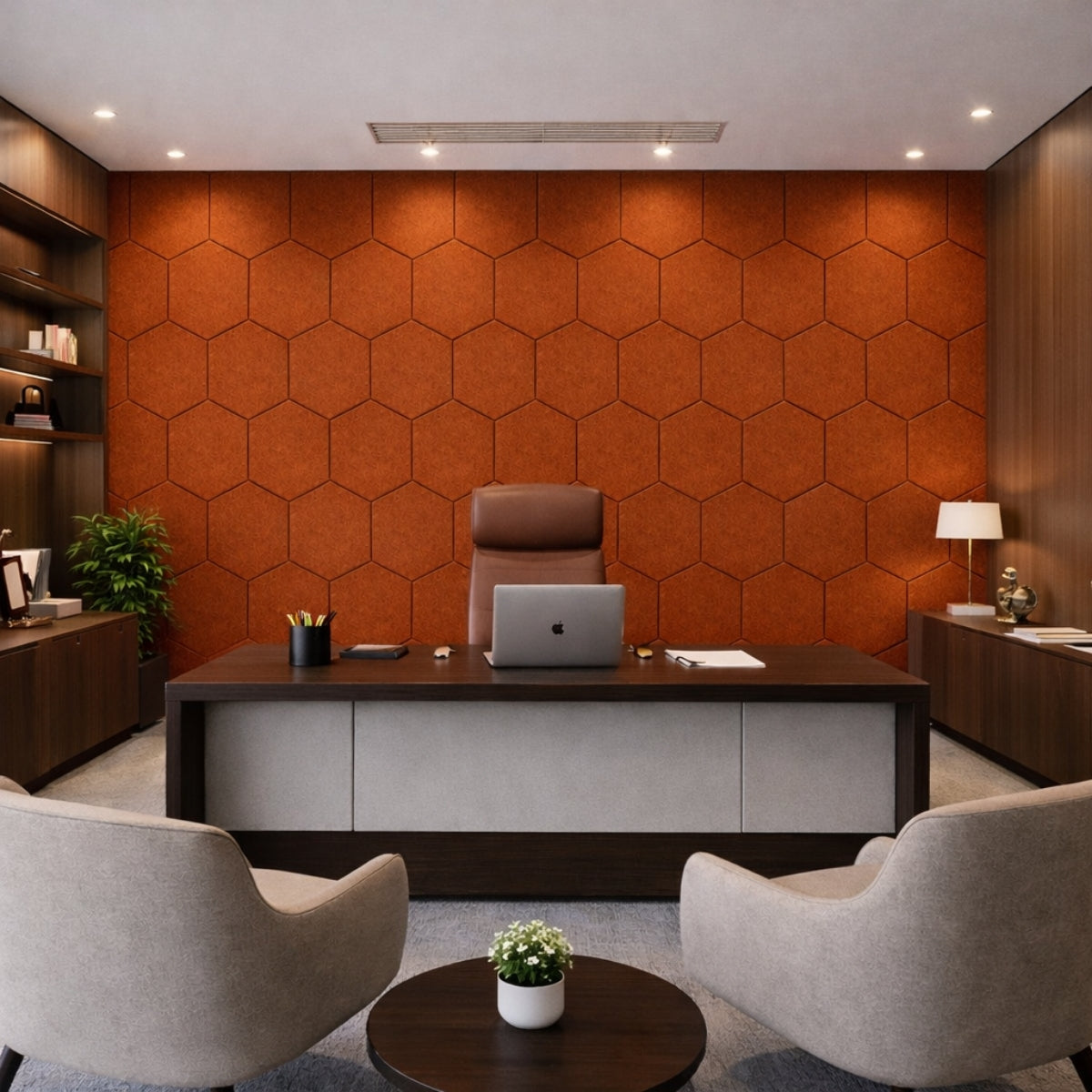 HexaFelt Bevelled Acoustic Panels | Rust | 7 Pcs