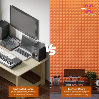 Pyramid Acoustic Foam Panel | 6x3 Feet | MMT Orange | 1 Roll