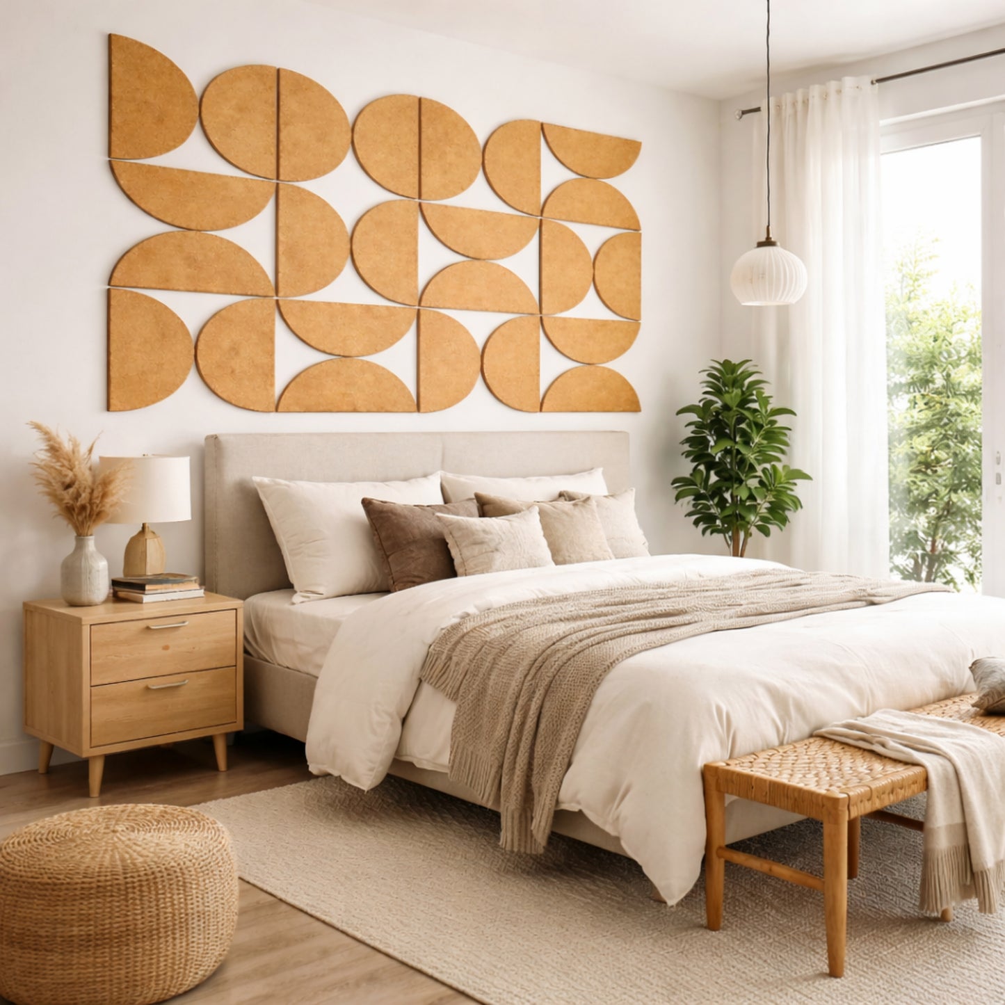Semi-Circle Felt Acoustic Panels 48”x48” | Camel  | 32 Pcs