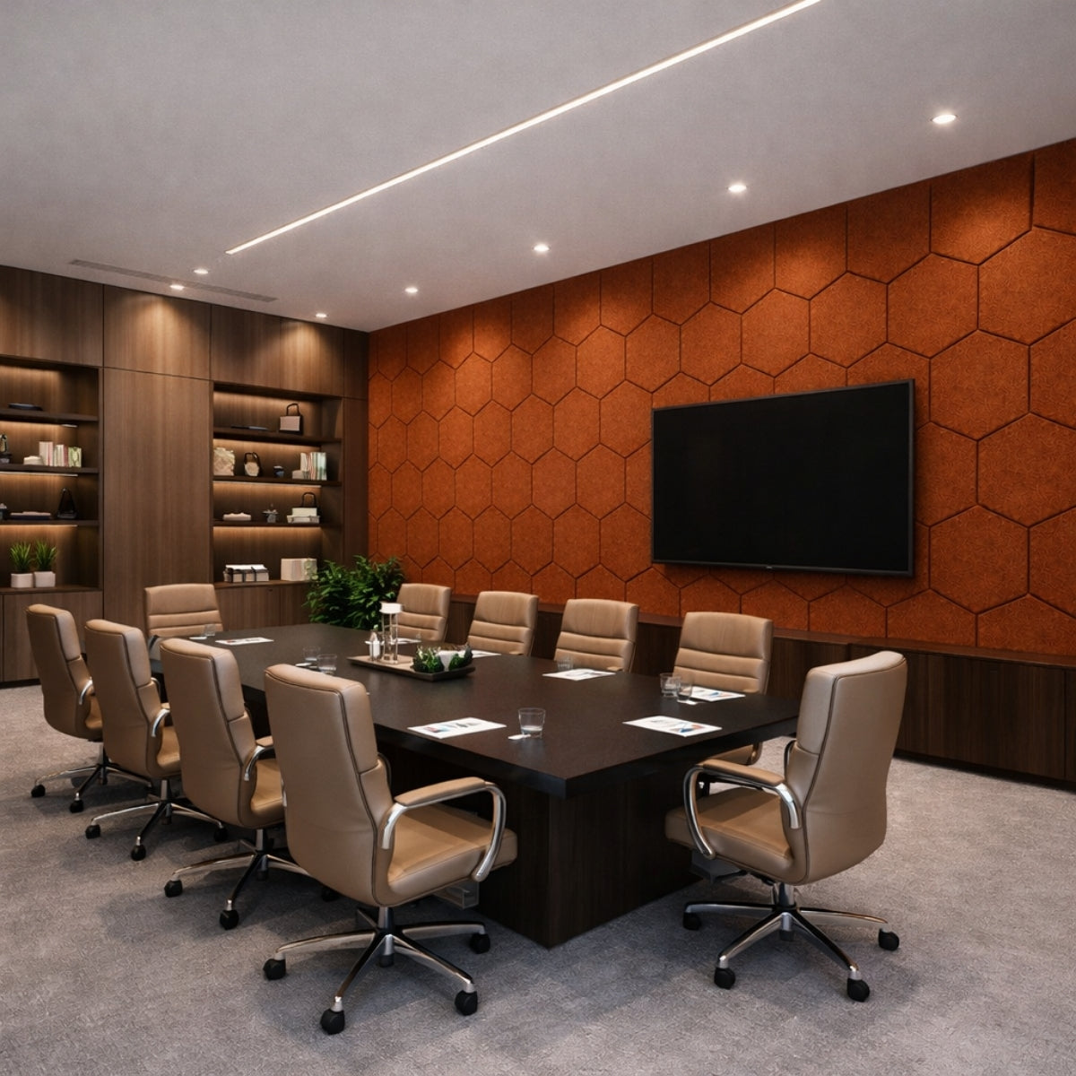 HexaFelt Bevelled Acoustic Panels | Rust | 7 Pcs