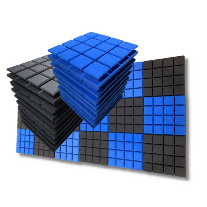 Turbo Acoustic Foam 1x1 ft, Charcoal + European Blue