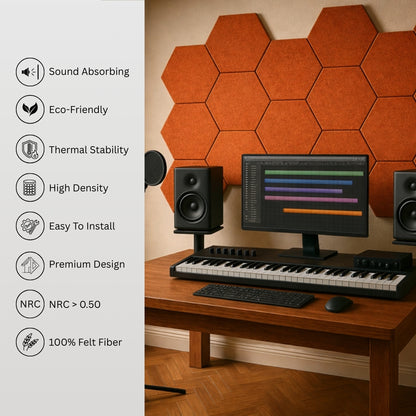 HexaFelt Bevelled Acoustic Panels | Rust | 7 Pcs