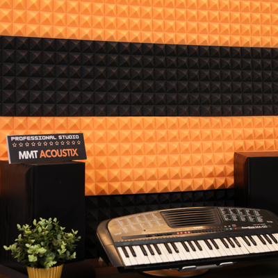 Pyramid Acoustic Foam Panel | 6x3 Feet | MMT Orange | 1 Roll