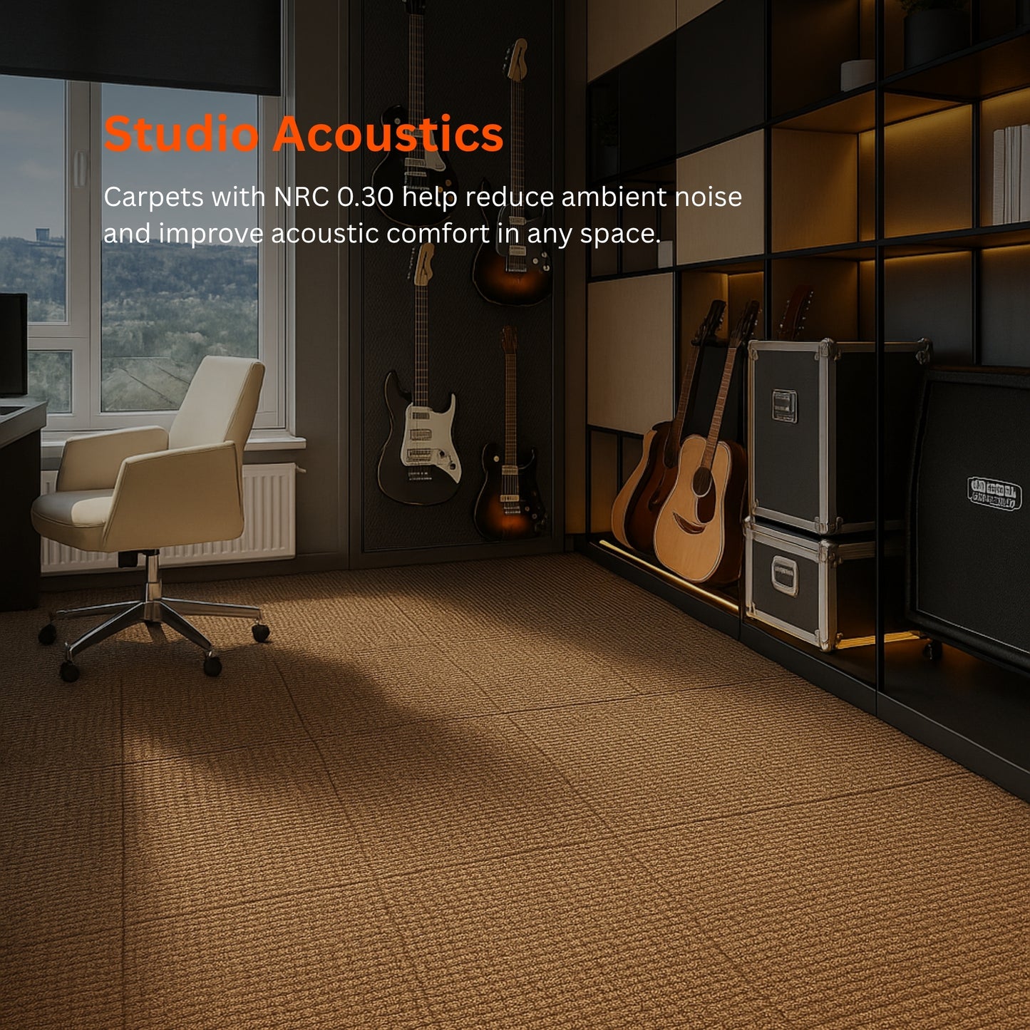 Acoustic Carpet Tiles | 50x50 cm | Sand Reef | 64 Sq Ft