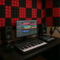 Turbo Acoustic Foam Panel 2" | 1 x 1 Feet | Pro Charcoal & Flame Red