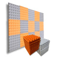 Pyramid Acoustic Foam Panel 2" | 1 X 1 Feet | Stone White & MMT Orange