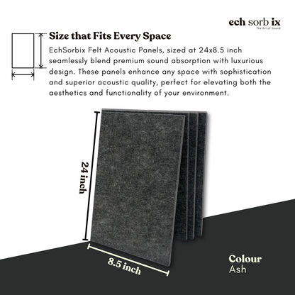 Felt Acoustic Decor Panel | Ash | 9mm, 24x8.5 Inch
