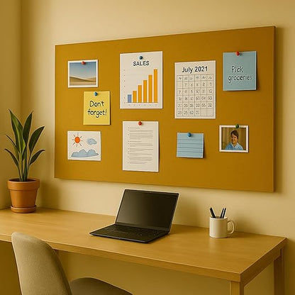 FeltPin Bulletin Board 120x60cm | Mustard | 1 Pc