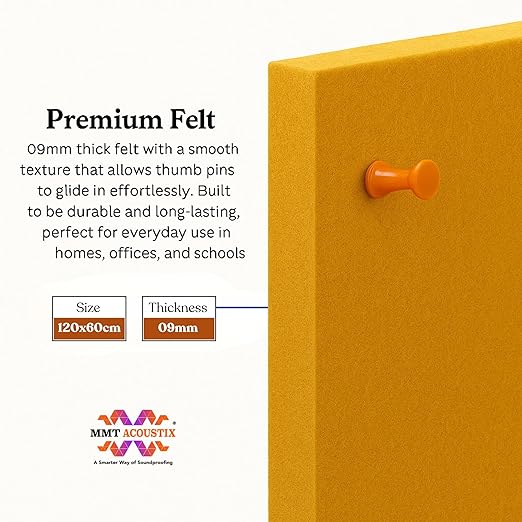 FeltPin Bulletin Board 120x60cm | Mustard | 1 Pc