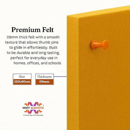 FeltPin Bulletin Board 120x60cm | Mustard | 1 Pc